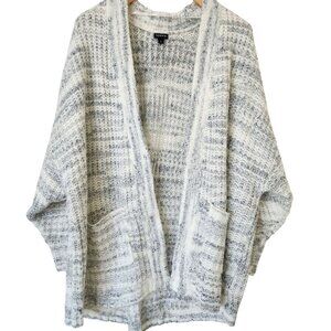 Torrid Open Front Cardigan Cocoon Sweater Gray White Pockets Soft Cozy Size 4X